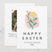 モダンなお花のイースター | Happy Easter フォト シーズンカード (正面/裏面)