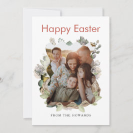 モダンなお花のイースター | Happy Easter フォト シーズンカード