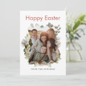 モダンなお花のイースター | Happy Easter フォト シーズンカード (スタンド正面)