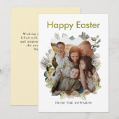 モダンなお花のイースター | Happy Easter フォト シーズンカード (正面/裏面)