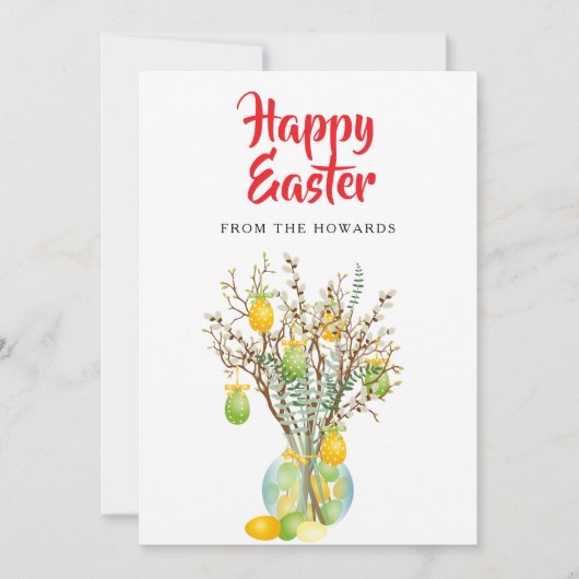 モダンなお花のイースター | Happy Easter フォト シーズンカード (正面)