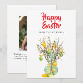 モダンなお花のイースター | Happy Easter フォト シーズンカード (正面/裏面)