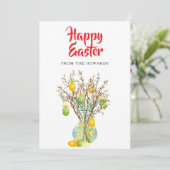 モダンなお花のイースター | Happy Easter フォト シーズンカード (スタンド正面)