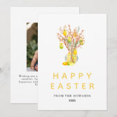 モダンなお花のイースター | Happy Easter フォト シーズンカード (正面/裏面)