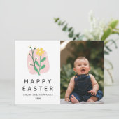 モダンなお花のイースター | Happy Easter フォト シーズンカード (スタンド正面)