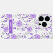 モダンなお花のガーリーな紫の花柄のスタイリッシュな名前 Case-Mate iPhoneケース (裏面 (横))