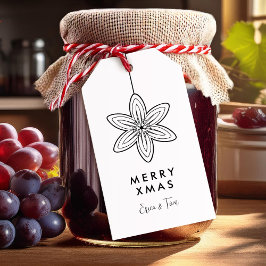 モダンなお花のミニマリスト メリークリスマス ギフトタグ