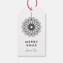 モダンなお花のミニマリスト メリークリスマス ギフトタグ