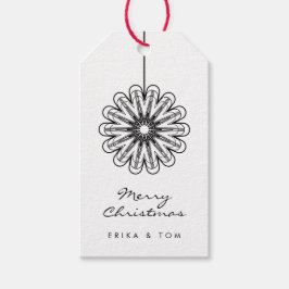 モダンなお花のミニマリスト メリークリスマス ギフトタグ