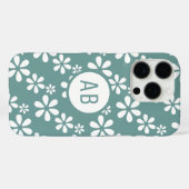 モダンなお花のモノグラムパターン オーダーメイド Case-Mate iPhoneケース (裏面 (横))