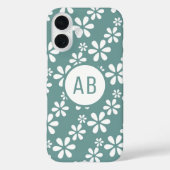 モダンなお花の柄のモノグラム オーダーメイド Case-Mate iPhoneケース (裏面)
