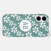 モダンなお花の柄のモノグラム オーダーメイド Case-Mate iPhoneケース (裏面 (横))