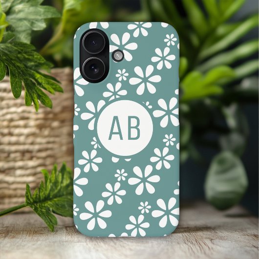 モダンなお花の柄のモノグラム オーダーメイド Case-Mate iPhoneケース