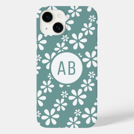 モダンなお花の柄のモノグラム オーダーメイド  Case-Mate iPhoneケース (裏面)