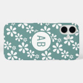 モダンなお花の柄のモノグラム オーダーメイド Case-Mate iPhoneケース (裏面 (横))