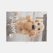 モダンなかわいいペットの名前の犬の写真 フリースブランケット (正面(横))