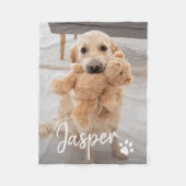 モダンなかわいいペットの名前の犬の写真 フリースブランケット (正面)