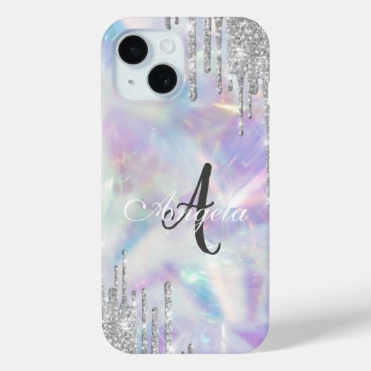 モダンなきらめき + ホログラム モノグラム  Case-Mate iPhoneケース (裏面)