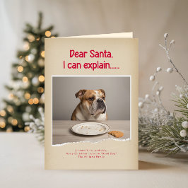 モダンなしつけのなっていない面白い犬の写真 クリスマス折りたたみカード カード