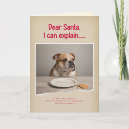 モダンなしつけのなっていない面白い犬の写真 クリスマス折りたたみカード カード