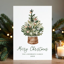 モダンなしつらえのクリスマスツリーオーナメント Non-Photo シーズンカード