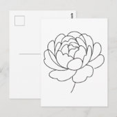 モダンなしゃぼん玉のような牡丹の花の線画 ポストカード (正面/裏面)