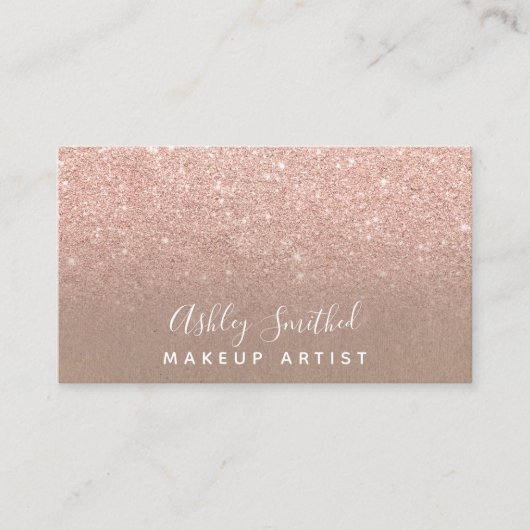 モダンなのどのばら色の金ゴールドのグリッターのクラフトの化粧 名刺 (正面)