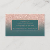 モダンなのどのばら色の金ゴールドのグリッターのティール(緑がかった色)のグラデーションな化粧 名刺 (裏面)
