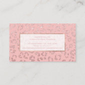 モダンなのどのばら色の金ゴールドのグリッターのヒョウの化粧 名刺 (裏面)