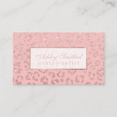 モダンなのどのばら色の金ゴールドのグリッターのヒョウの化粧 名刺 (正面)