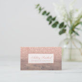 モダンなのどのばら色の金ゴールドのグリッターの木製のグラデーションな化粧 名刺 (スタンド正面)