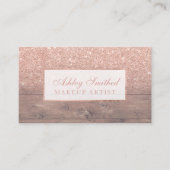 モダンなのどのばら色の金ゴールドのグリッターの木製のグラデーションな化粧 名刺 (正面)