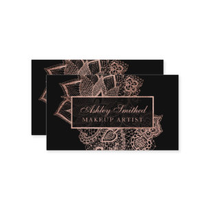 モダンなのどのばら色の金ゴールドのグリッターの花のレースの化粧 名刺