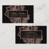 モダンなのどのばら色の金ゴールドのグリッターの花のレースの化粧 名刺 (正面/裏面)