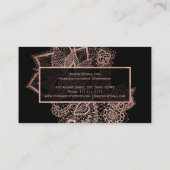 モダンなのどのばら色の金ゴールドのグリッターの花のレースの化粧 名刺 (裏面)