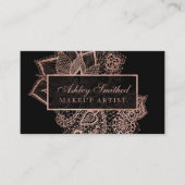 モダンなのどのばら色の金ゴールドのグリッターの花のレースの化粧 名刺 (正面)