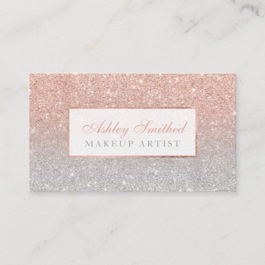 モダンなのどのばら色の金ゴールドのグリッターの銀のグラデーションな化粧 名刺 (正面)