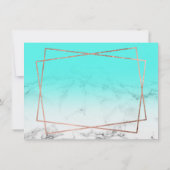 モダンなのどのばら色の金ゴールドの原稿の大理石のティール（緑がかった色） 30 招待状 (裏面)