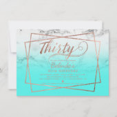 モダンなのどのばら色の金ゴールドの原稿の大理石のティール（緑がかった色） 30 招待状 (正面)