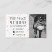 モダンなのどのばら色の金ゴールドの紙吹雪の写真撮影 名刺 (正面)