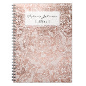 モダンなのどのばら色の金ゴールドの花の曼荼羅のイラストレーション ノートブック (正面)