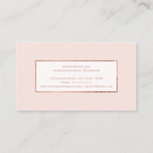 モダンなのどのばら色の金ゴールドの赤面の白くシンプルな化粧 名刺 (裏面)