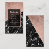 モダンなのどのばら色の金ゴールドの黒の大理石のメーキャップアーティスト 名刺 (正面/裏面)