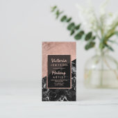 モダンなのどのばら色の金ゴールドの黒の大理石のメーキャップアーティスト 名刺 (スタンド正面)