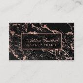 モダンなのどのばら色の金ゴールドの黒の大理石の上品の化粧 名刺 (正面)