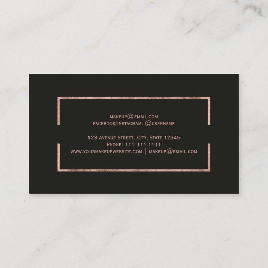 モダンなのどのばら色の金ゴールドフレームの灰色のシンプルな化粧 名刺 (裏面)
