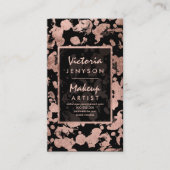 モダンなのどのばら色の金ゴールドブラシストロークメーキャップアーティスト 名刺 (正面)