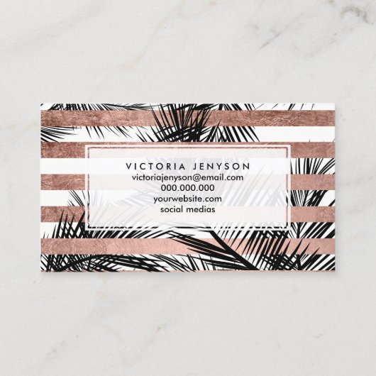 モダンなのどのばら色の金色やし自由章の木の上品の化粧 名刺 (裏面)