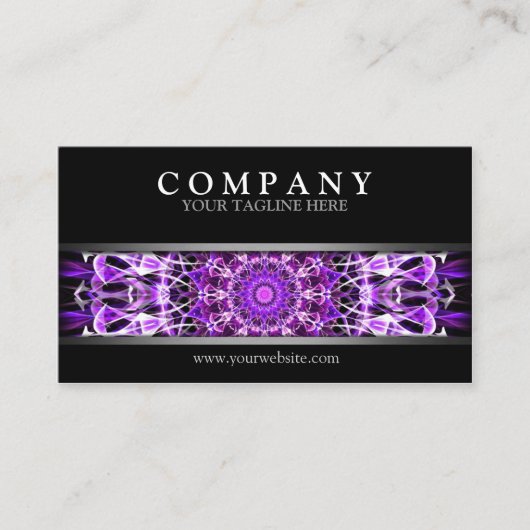 モダンなはえの遠くにな紫色 名刺 (正面)