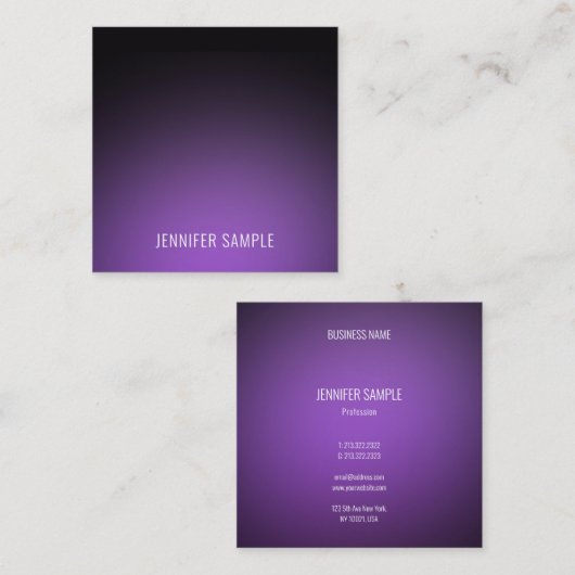 モダンなはっきりしたエレガントなデザインの紫色の明白な贅沢 スクエア名刺 (正面/裏面)